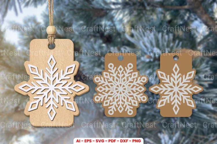 Snowflakes Gift Tags Laser Cut SVG Bundle - CraftNest - Digital Crafting and Art