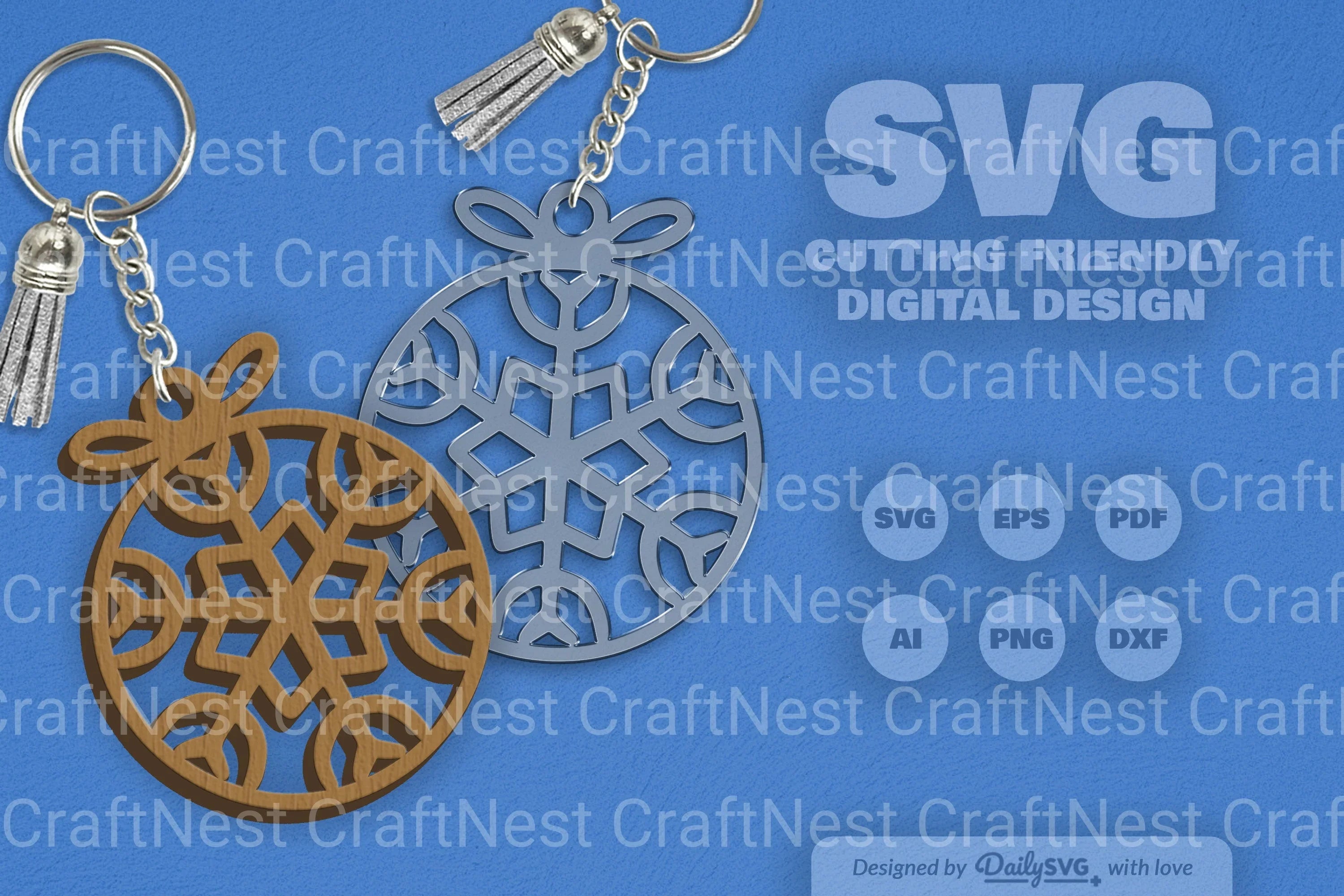 Snowflakes Round Bauble SVG Bundle
