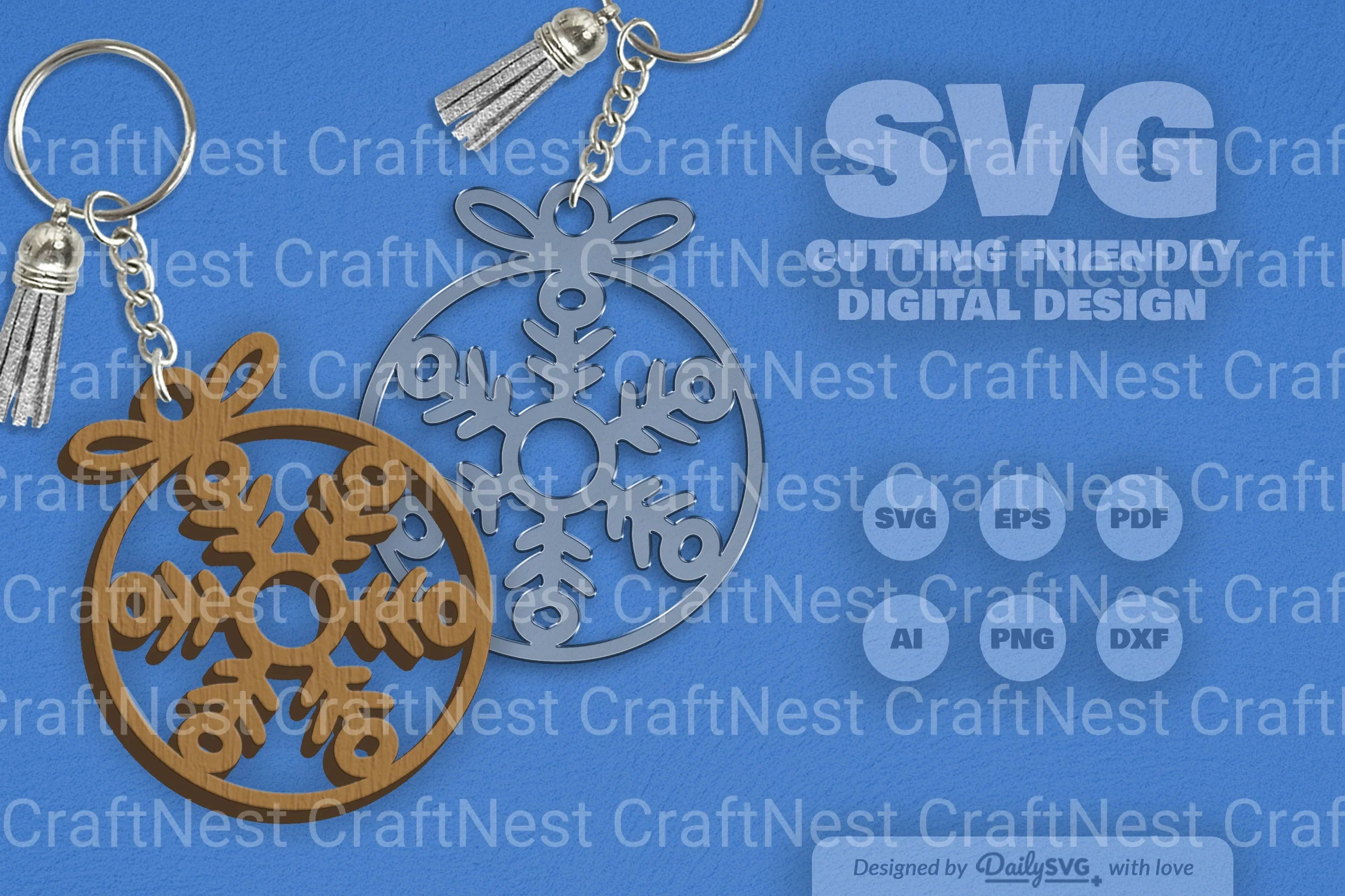 Snowflakes Round Bauble SVG Bundle