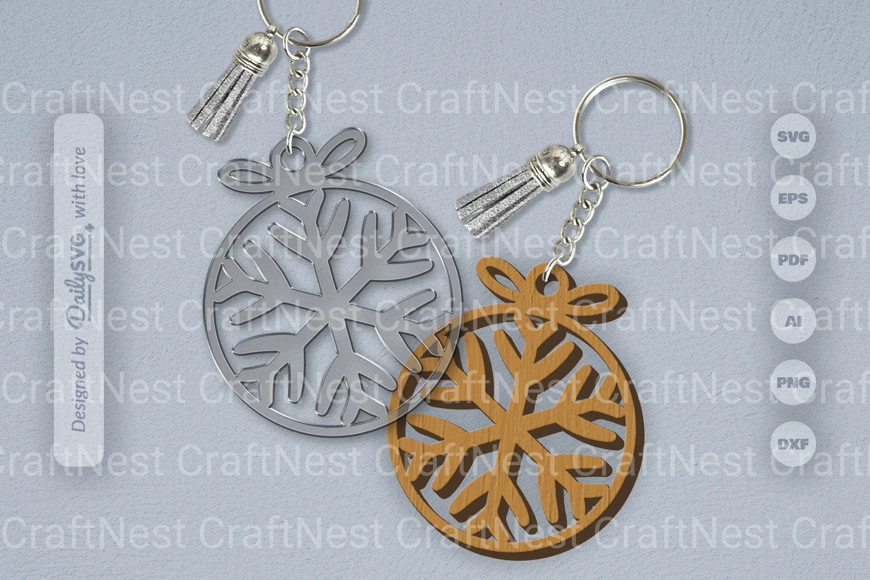 Snowflakes Round Bauble SVG Bundle