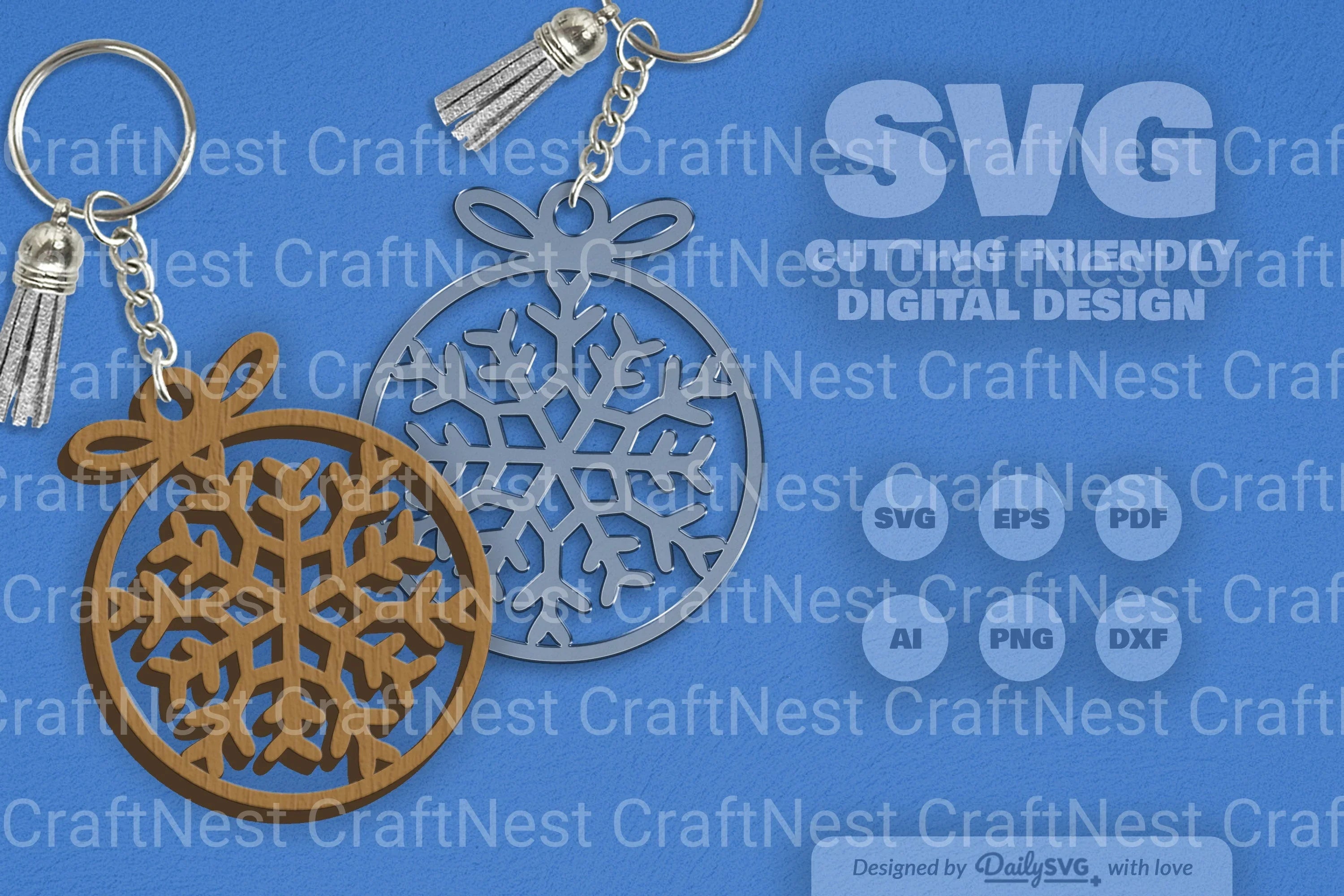 Snowflakes Round Bauble SVG Bundle