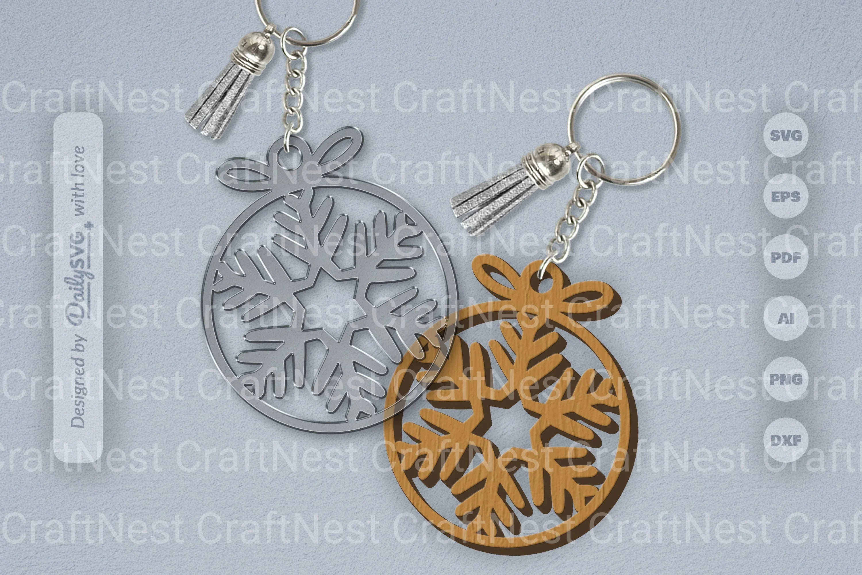 Snowflakes Round Bauble SVG Bundle