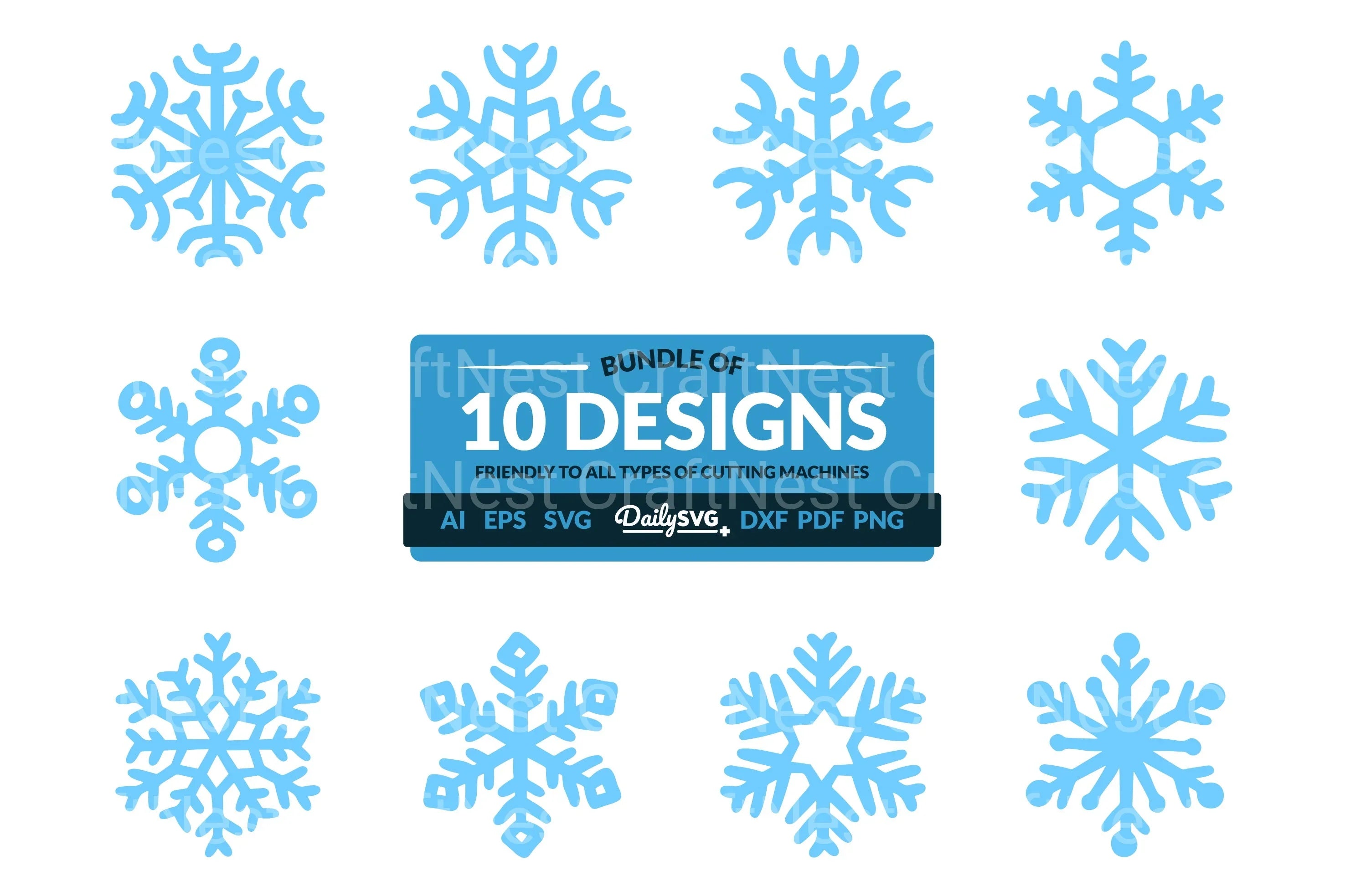 Daily Snowflakes Clipart SVG Bundle