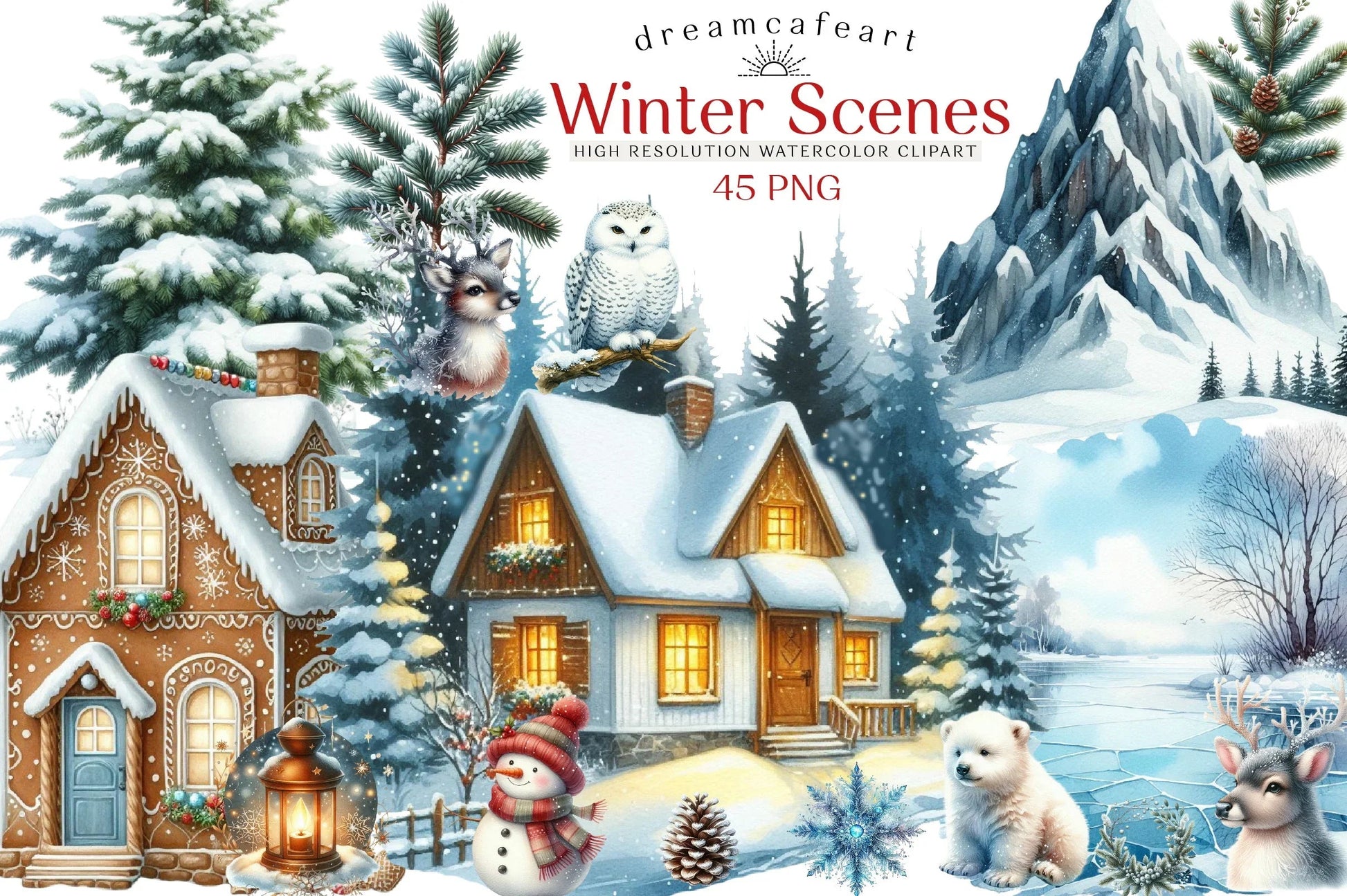 Snowflakes & Winter Scenes Clipart Bundle - CraftNest - Digital Crafting and Art