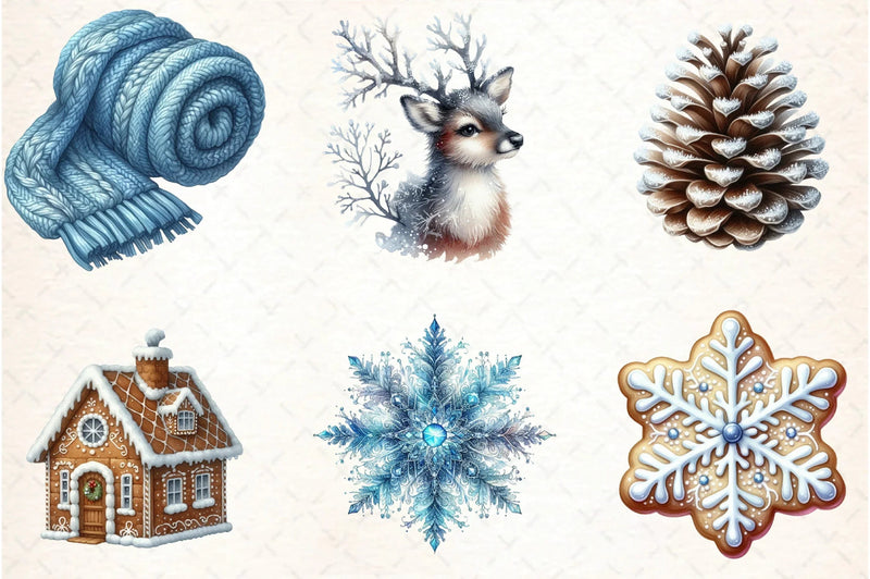 Snowflakes & Winter Scenes Clipart Bundle - CraftNest - Digital Crafting and Art