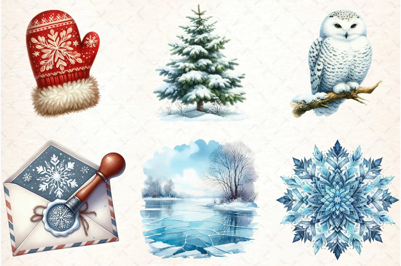 Snowflakes & Winter Scenes Clipart Bundle - CraftNest - Digital Crafting and Art
