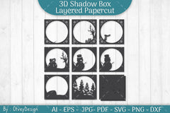Snowman 3D Shadow Box Layered Papercut SVG Bundle - CraftNest - Digital Crafting and Art