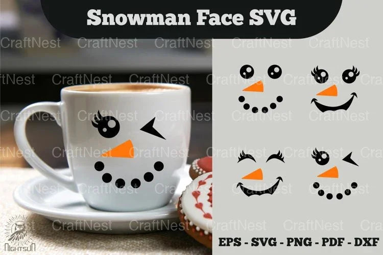 Snowman Face Sticker Clipart Bundle - CraftNest - Digital Crafting and Art