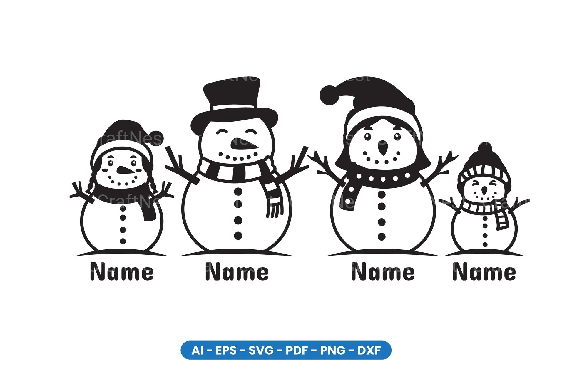 Snowman Family SVG Bundle - CraftNest - Digital Crafting and Art