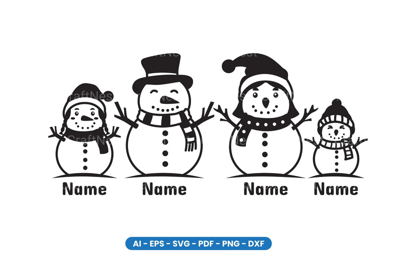 Snowman Family SVG Bundle - CraftNest - Digital Crafting and Art