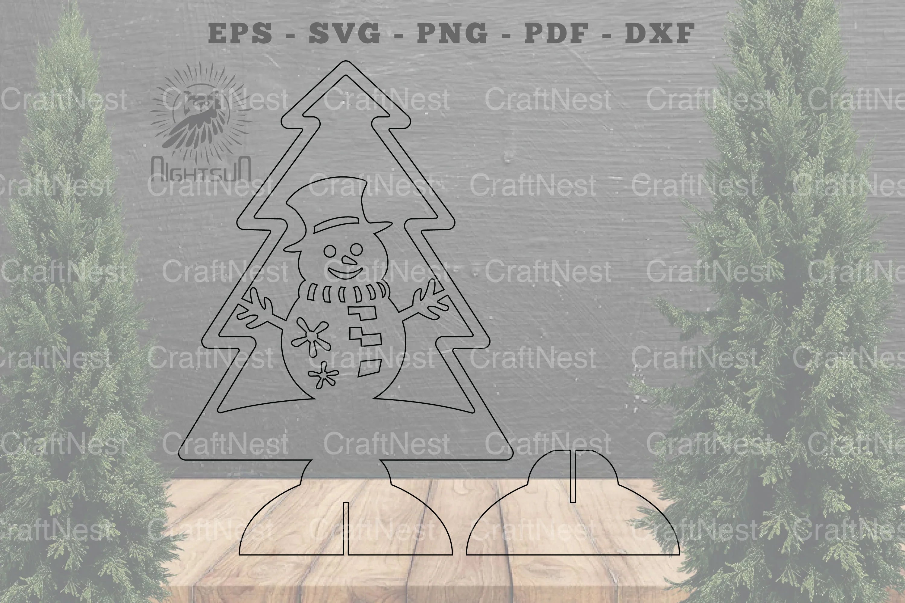 Snowman in Tree Laser Cut Home Decor Clipart Bundle - CraftNest - Digital Crafting and Art