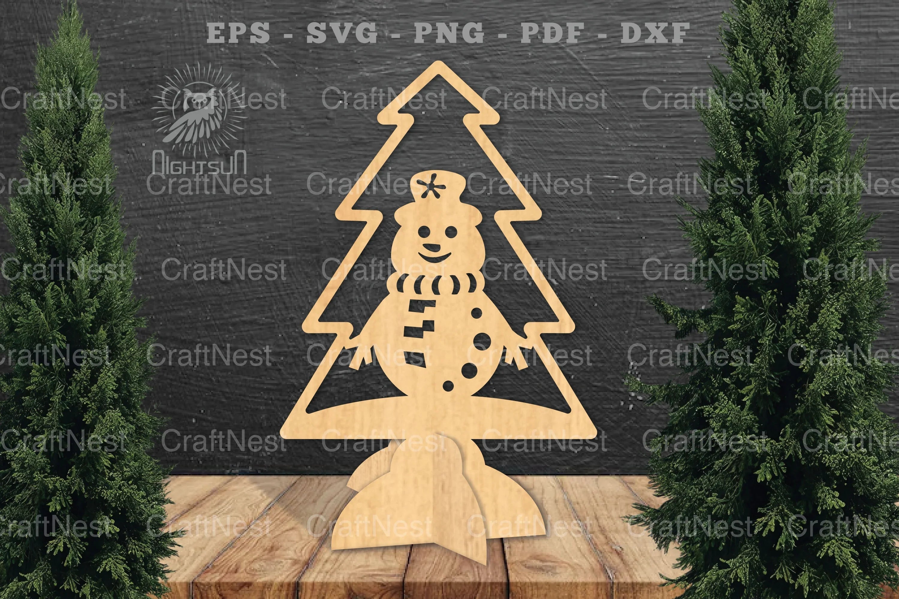 Snowman in Tree Laser Cut Home Decor Clipart Bundle - CraftNest - Digital Crafting and Art