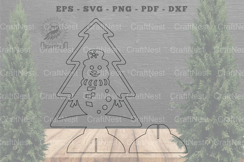 Snowman in Tree Laser Cut Home Decor Clipart Bundle - CraftNest - Digital Crafting and Art