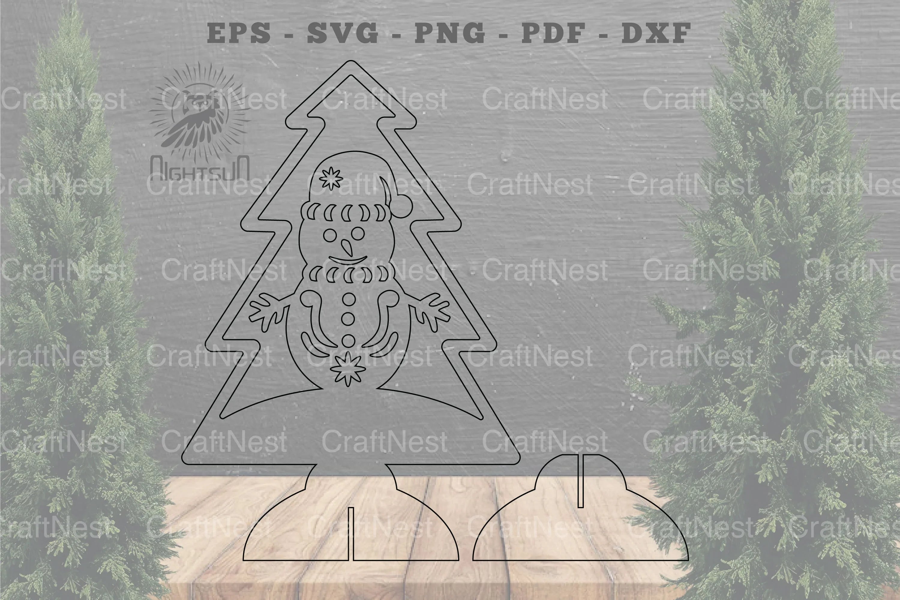 Snowman in Tree Laser Cut Home Decor Clipart Bundle - CraftNest - Digital Crafting and Art