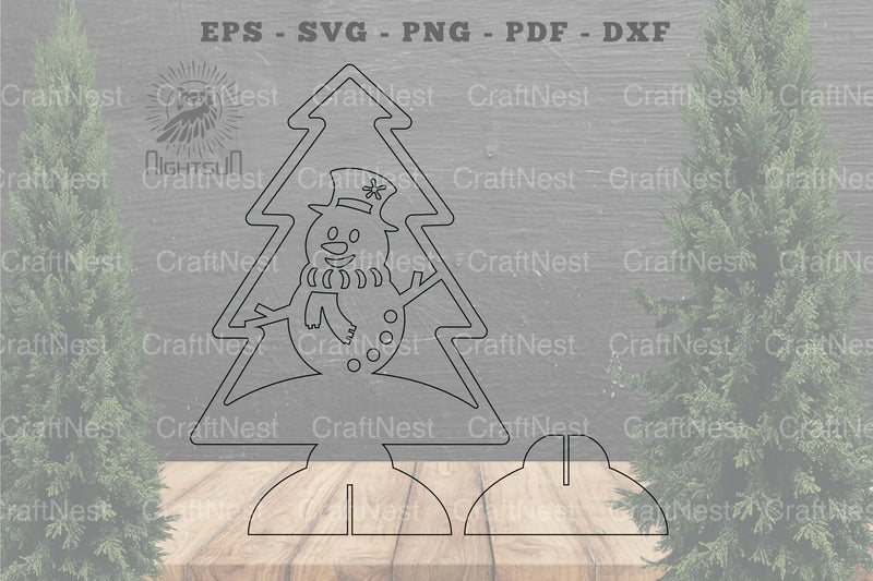 Snowman in Tree Laser Cut Home Decor Clipart Bundle - CraftNest - Digital Crafting and Art