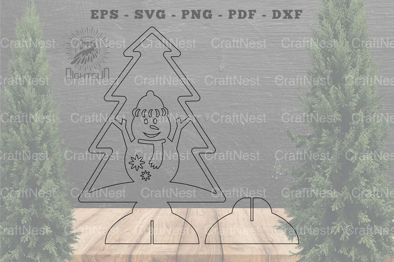 Snowman in Tree Laser Cut Home Decor Clipart Bundle - CraftNest - Digital Crafting and Art
