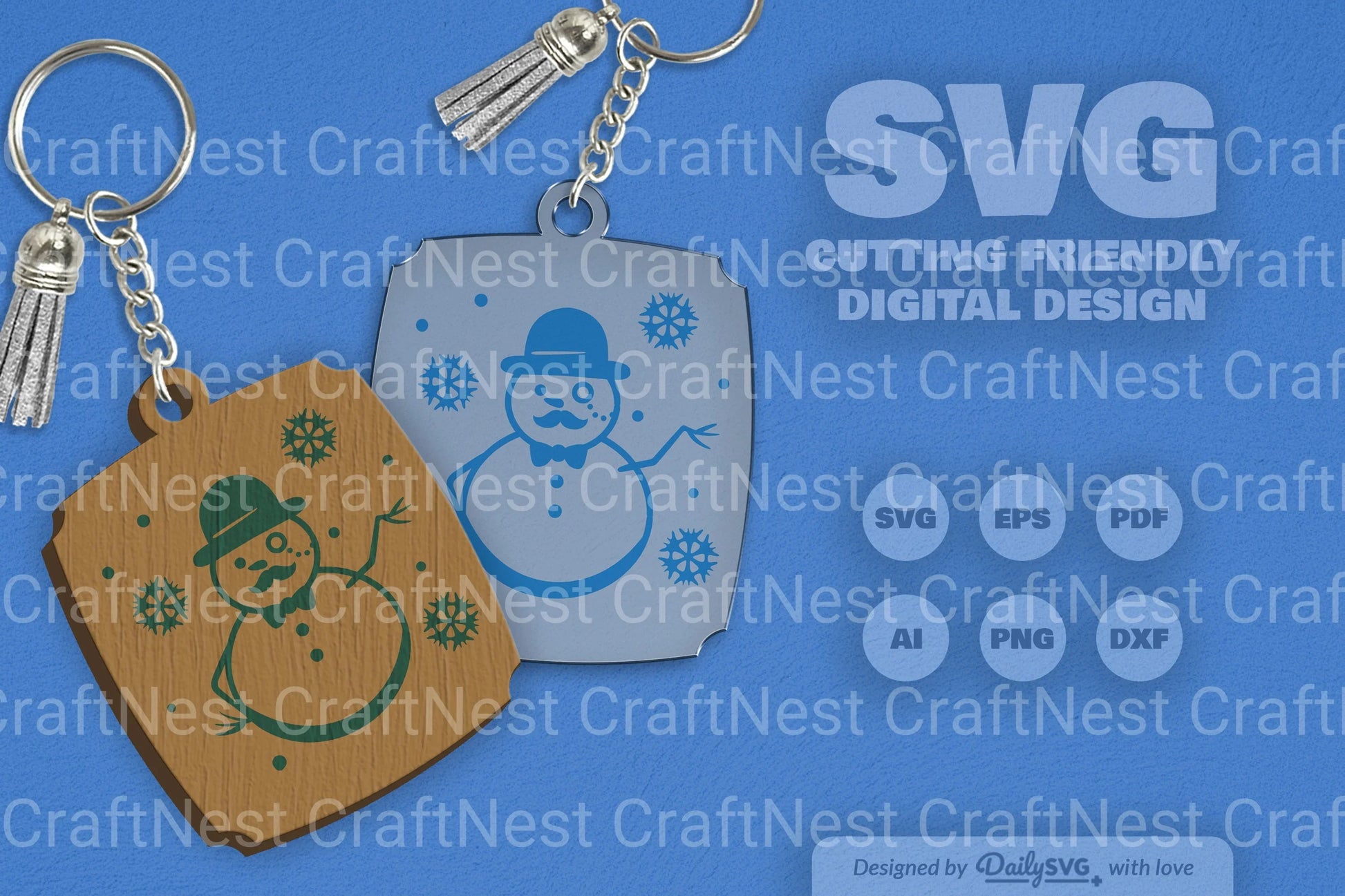 Daily SVG Bundles Snowman Keychain Clipart - CraftNest - Digital Crafting and Art