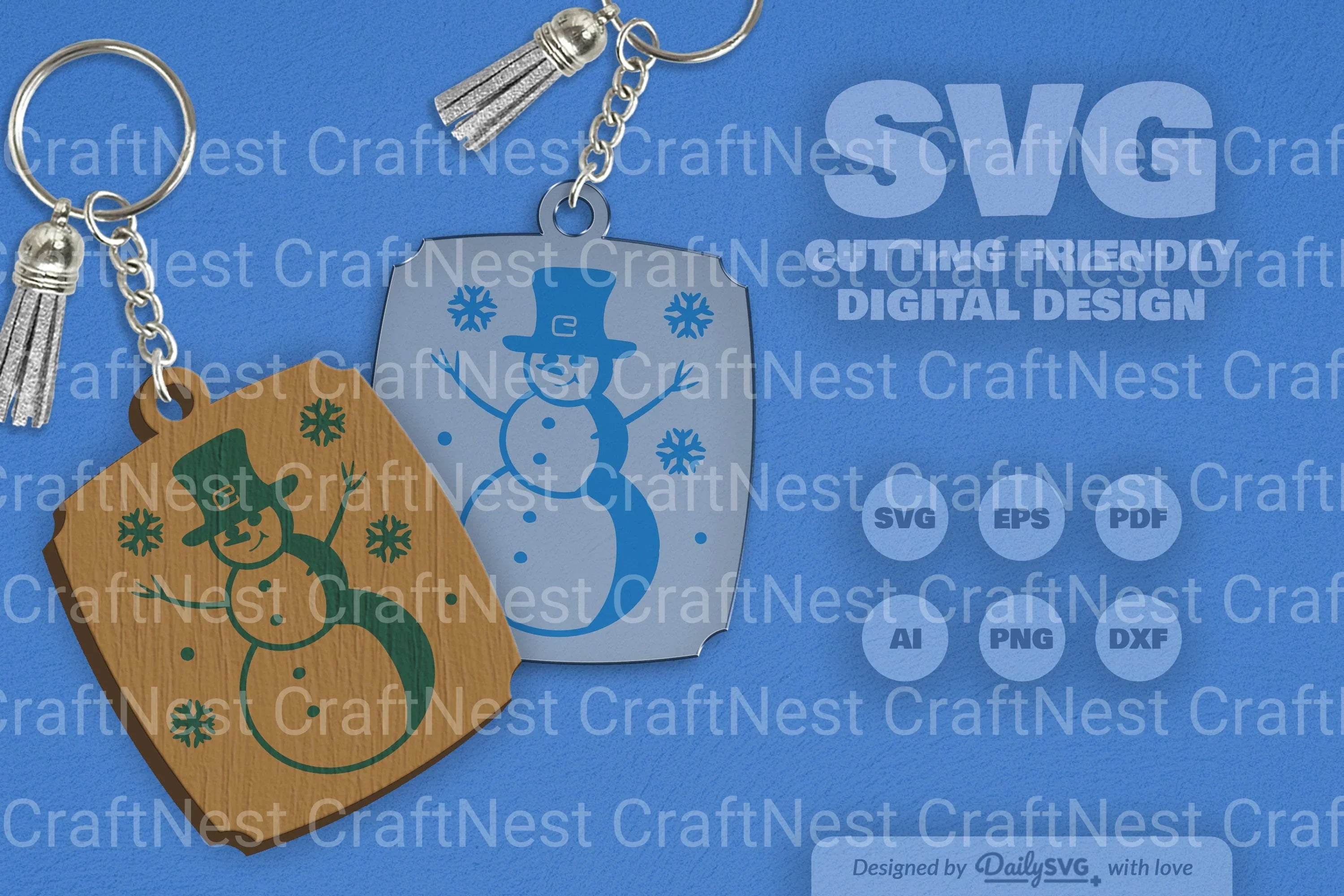 Daily SVG Bundles Snowman Keychain Clipart