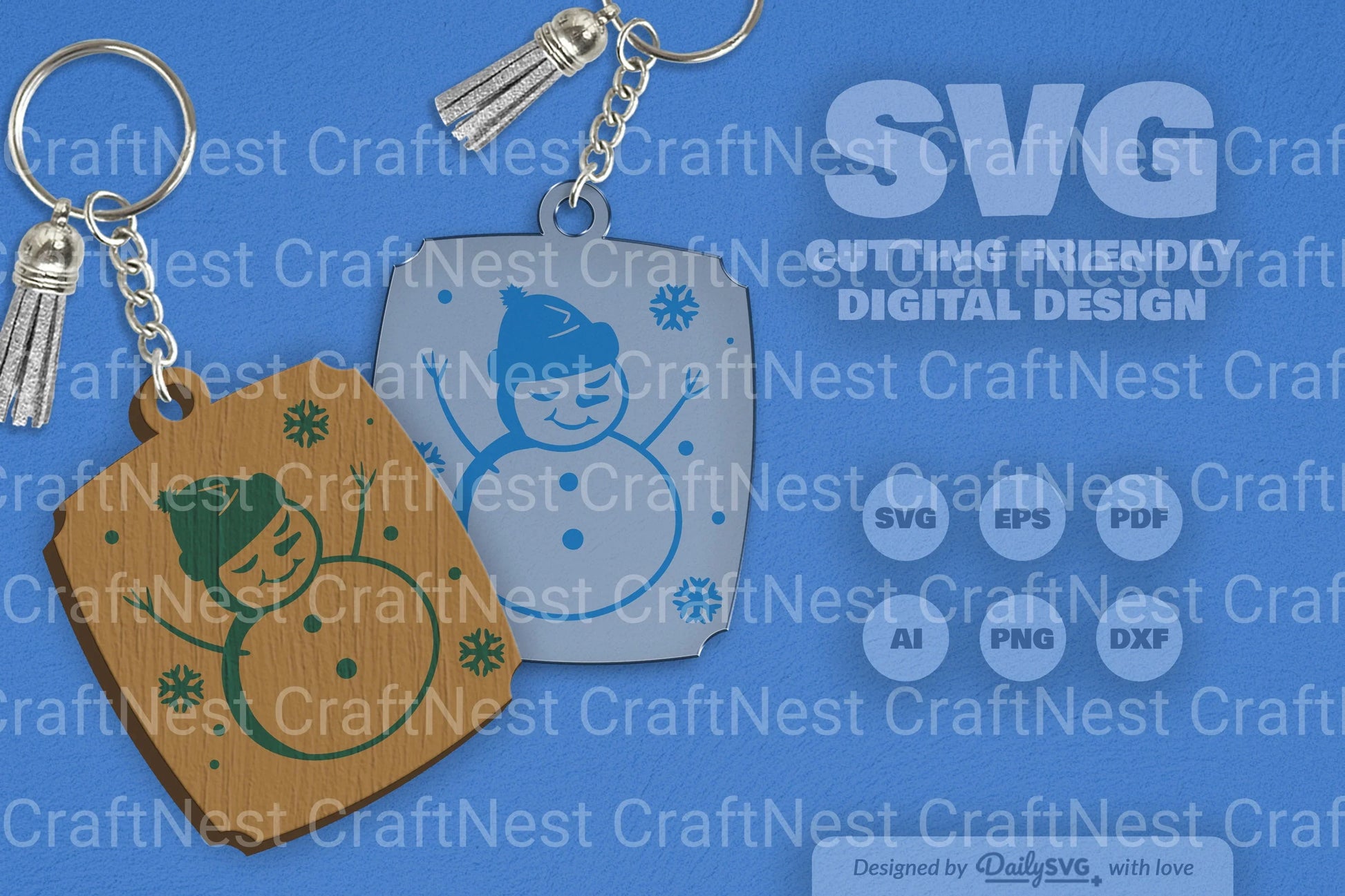 Daily SVG Bundles Snowman Keychain Clipart - CraftNest - Digital Crafting and Art