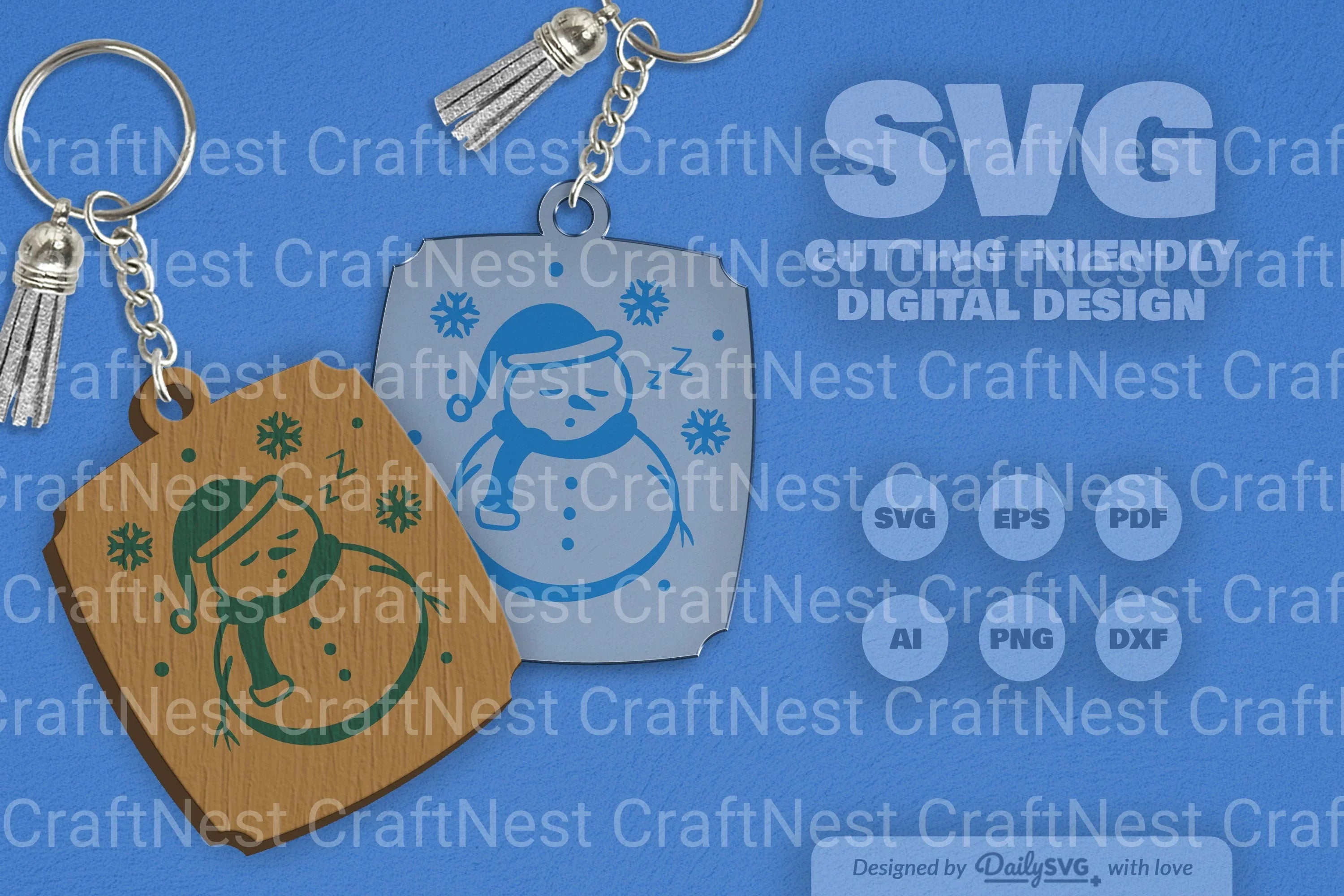 Daily SVG Bundles Snowman Keychain Clipart - CraftNest - Digital Crafting and Art