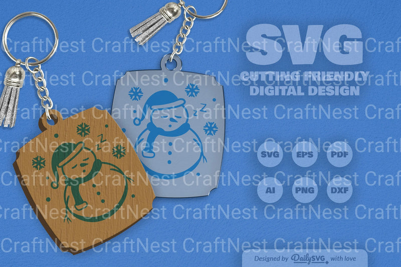 Daily SVG Bundles Snowman Keychain Clipart - CraftNest - Digital Crafting and Art