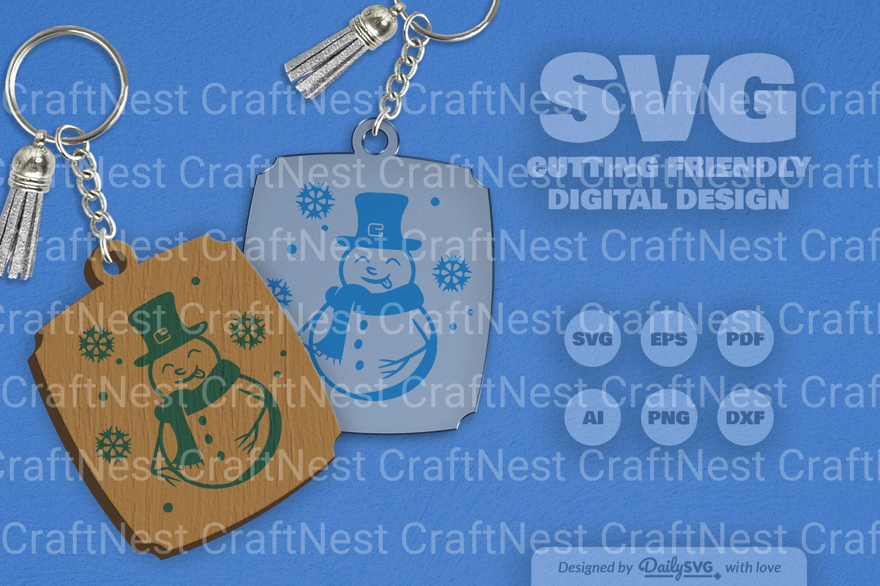 Daily SVG Bundles Snowman Keychain Clipart - CraftNest - Digital Crafting and Art