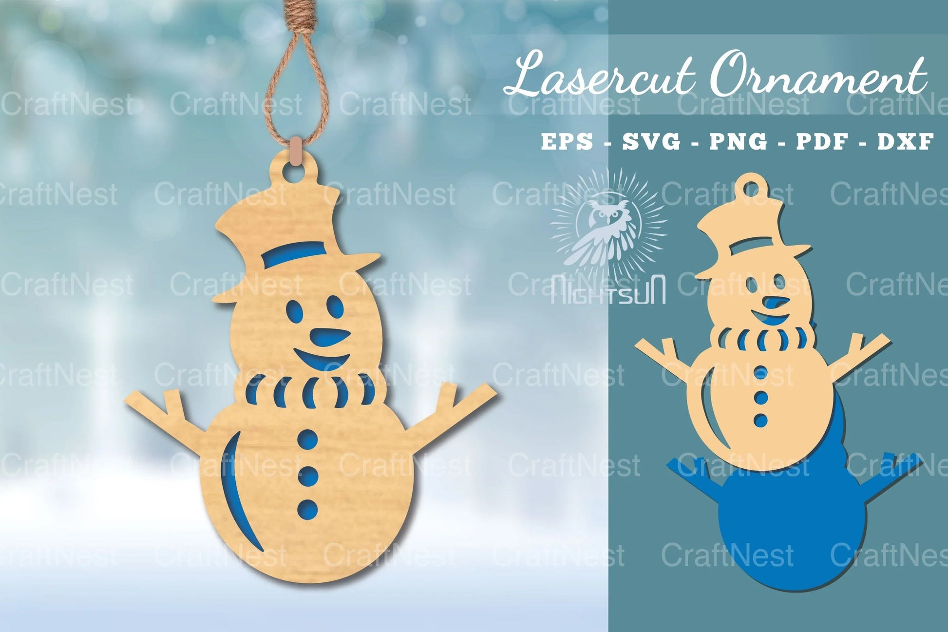 Snowman Laser Cut Ornament SVG Bundle - CraftNest - Digital Crafting and Art