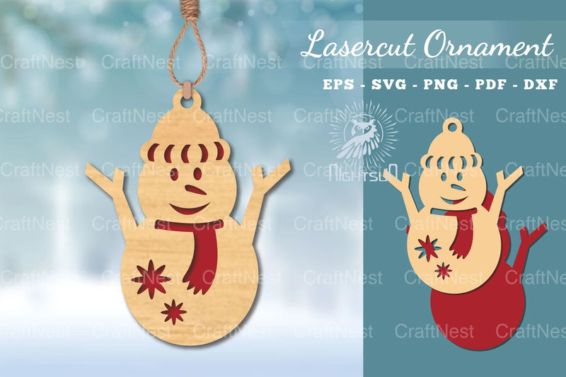 Snowman Laser Cut Ornament SVG Bundle - CraftNest - Digital Crafting and Art