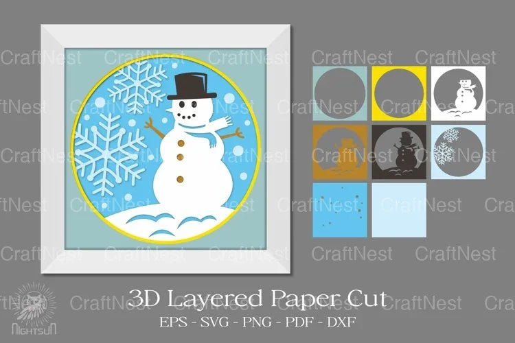 Snowman Layered Paper Cut Clipart Bundle - CraftNest - Digital Crafting and Art