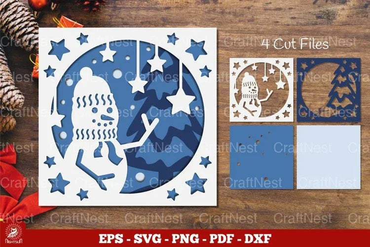 Snowman Layered Papercut Clipart Bundle - CraftNest - Digital Crafting and Art