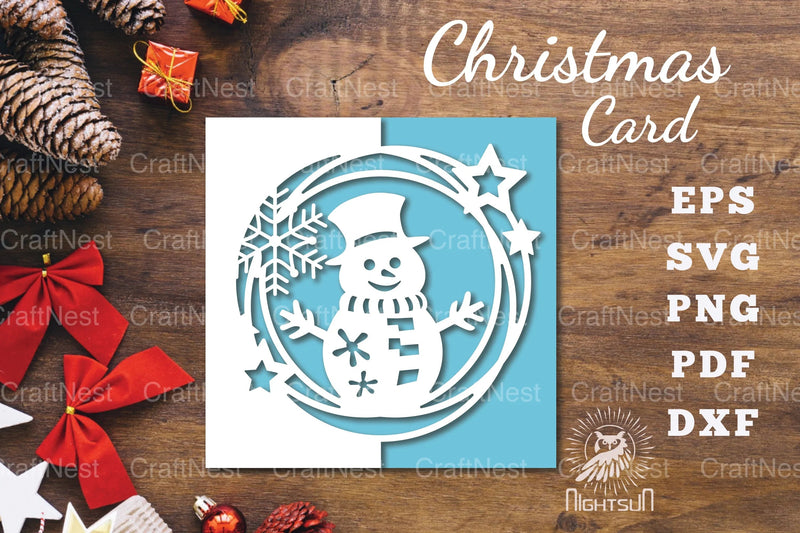 Snowman Papercut Card SVG Bundle - CraftNest - Digital Crafting and Art