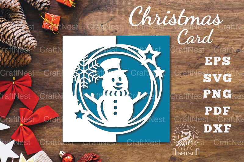 Snowman Papercut Card SVG Bundle - CraftNest - Digital Crafting and Art
