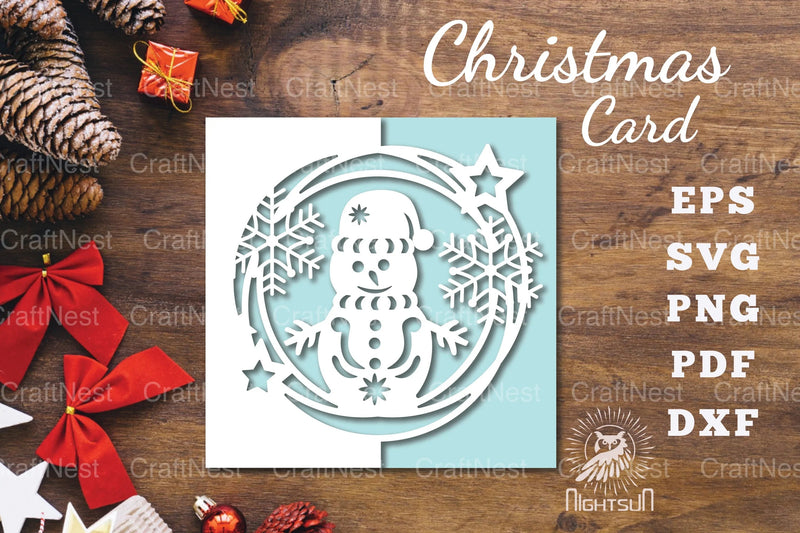 Snowman Papercut Card SVG Bundle - CraftNest - Digital Crafting and Art