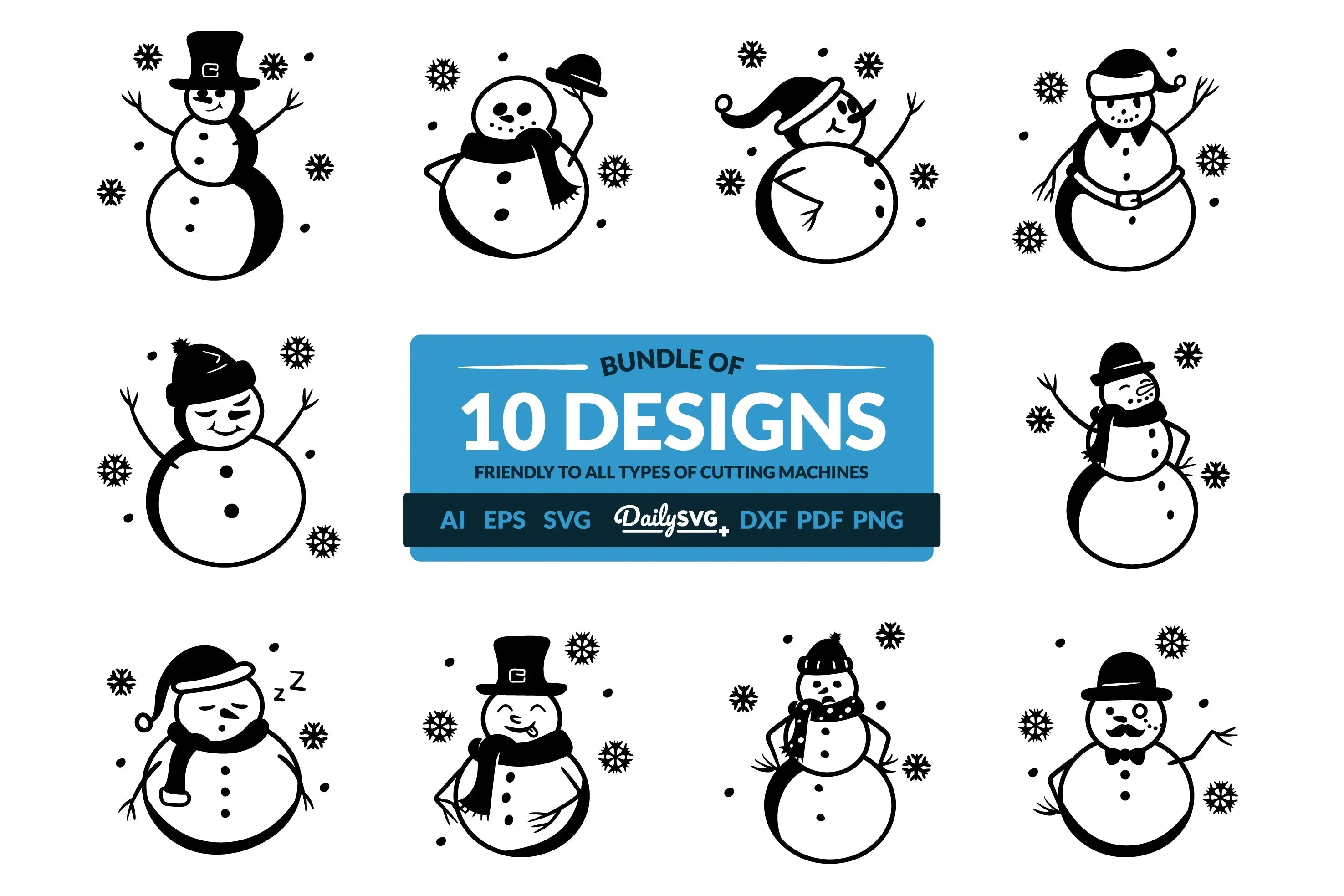 Daily Snowman SVG Clipart SVG Bundles