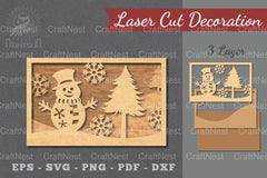 Snowman Scene Laser Cut Home Decor SVG Bundle - CraftNest - Digital Crafting and Art