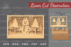 Snowman Scene Laser Cut Home Decor Clipart Bundle - CraftNest - Digital Crafting and Art