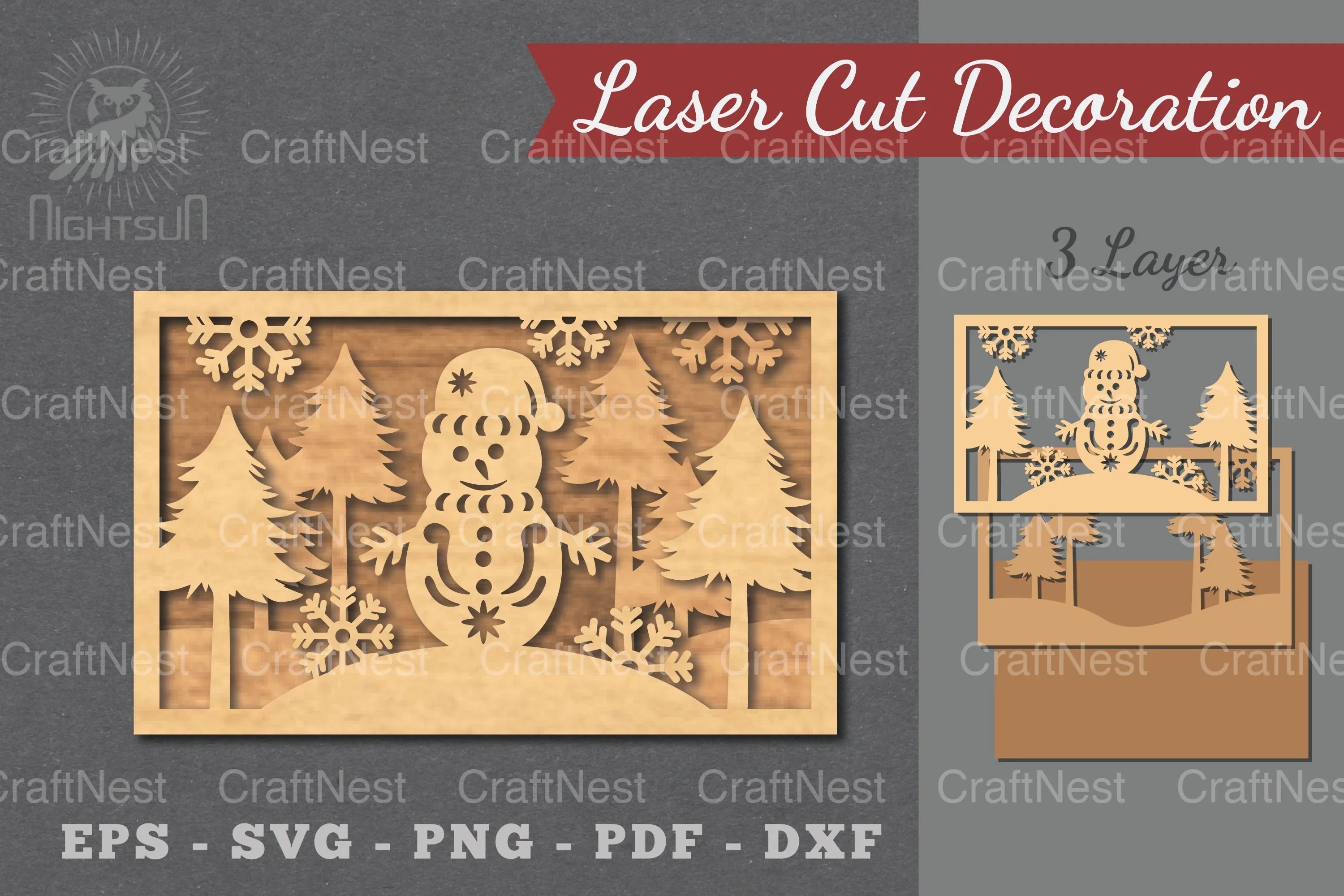 Snowman Scene Laser Cut Home Decor SVG Bundle - CraftNest - Digital Crafting and Art