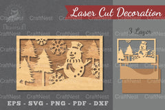 Snowman Scene Laser Cut Home Decor Clipart Bundle - CraftNest - Digital Crafting and Art