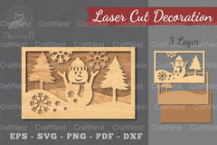 Snowman Scene Laser Cut Home Decor Clipart Bundle - CraftNest - Digital Crafting and Art