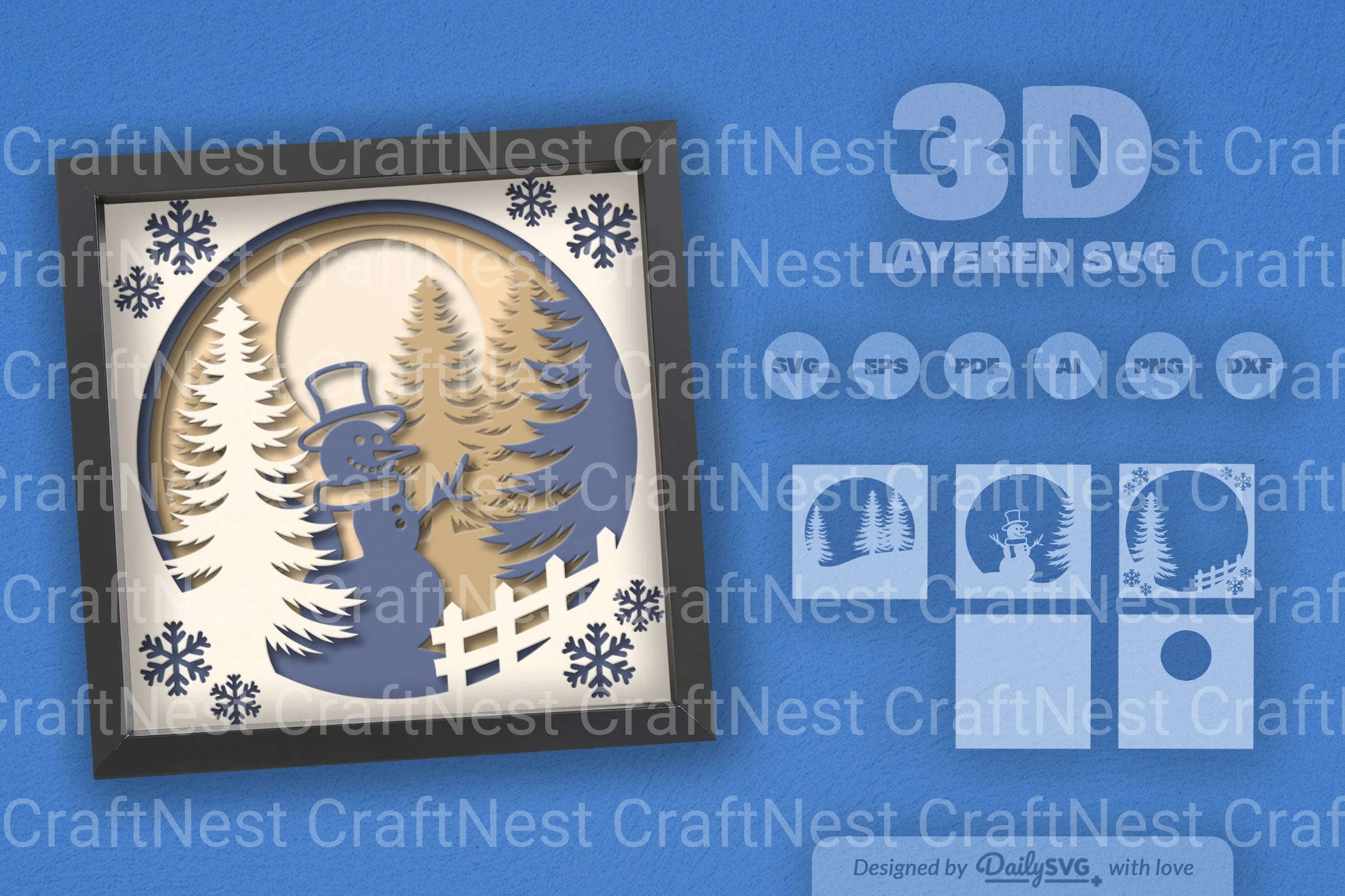 Snowman Winter Papercut SVG Bundle