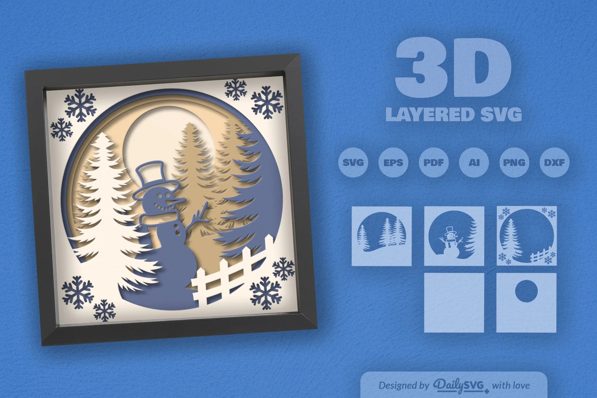 Snowman Winter Papercut SVG Bundle - CraftNest - Digital Crafting and Art