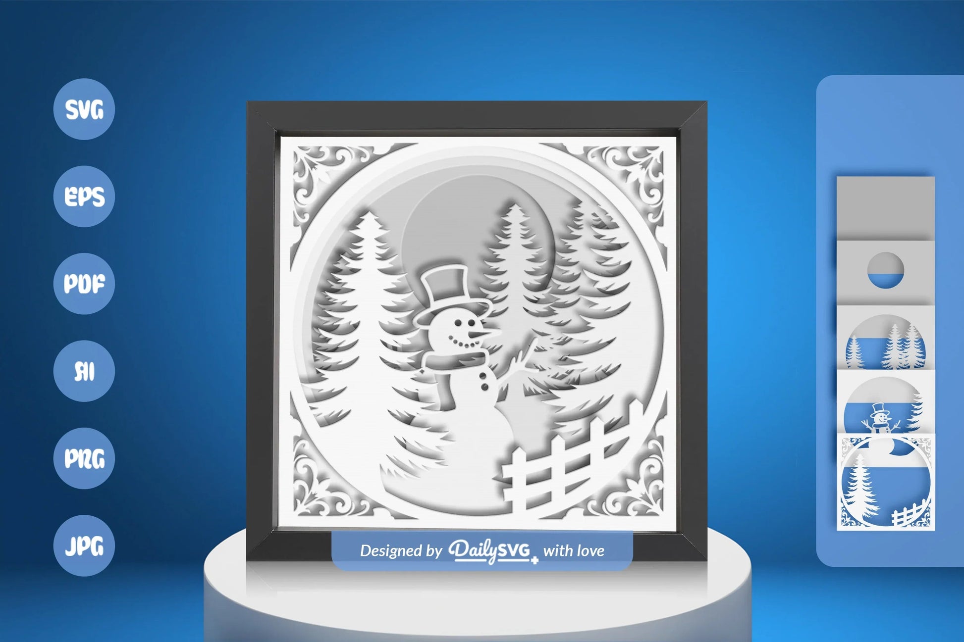 Snowman Winter White Papercut SVG Bundle - CraftNest - Digital Crafting and Art