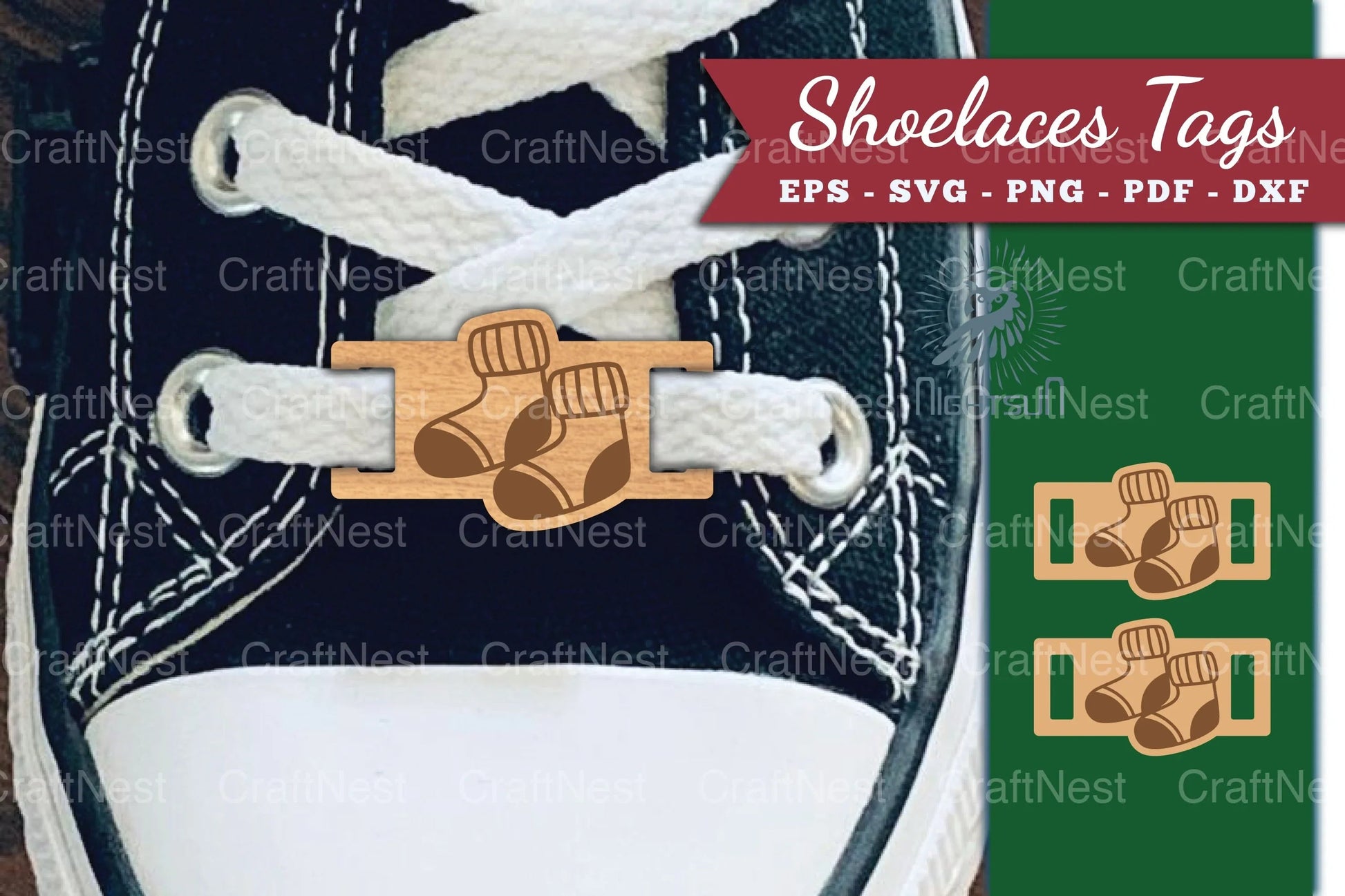 Sock Shoelaces Tags Laser Cut Clipart Bundle - CraftNest - Digital Crafting and Art