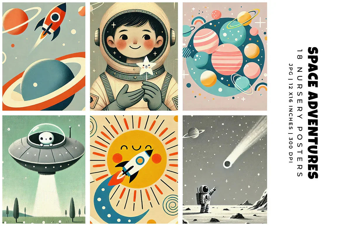 Space Adventures Posters - Nursery