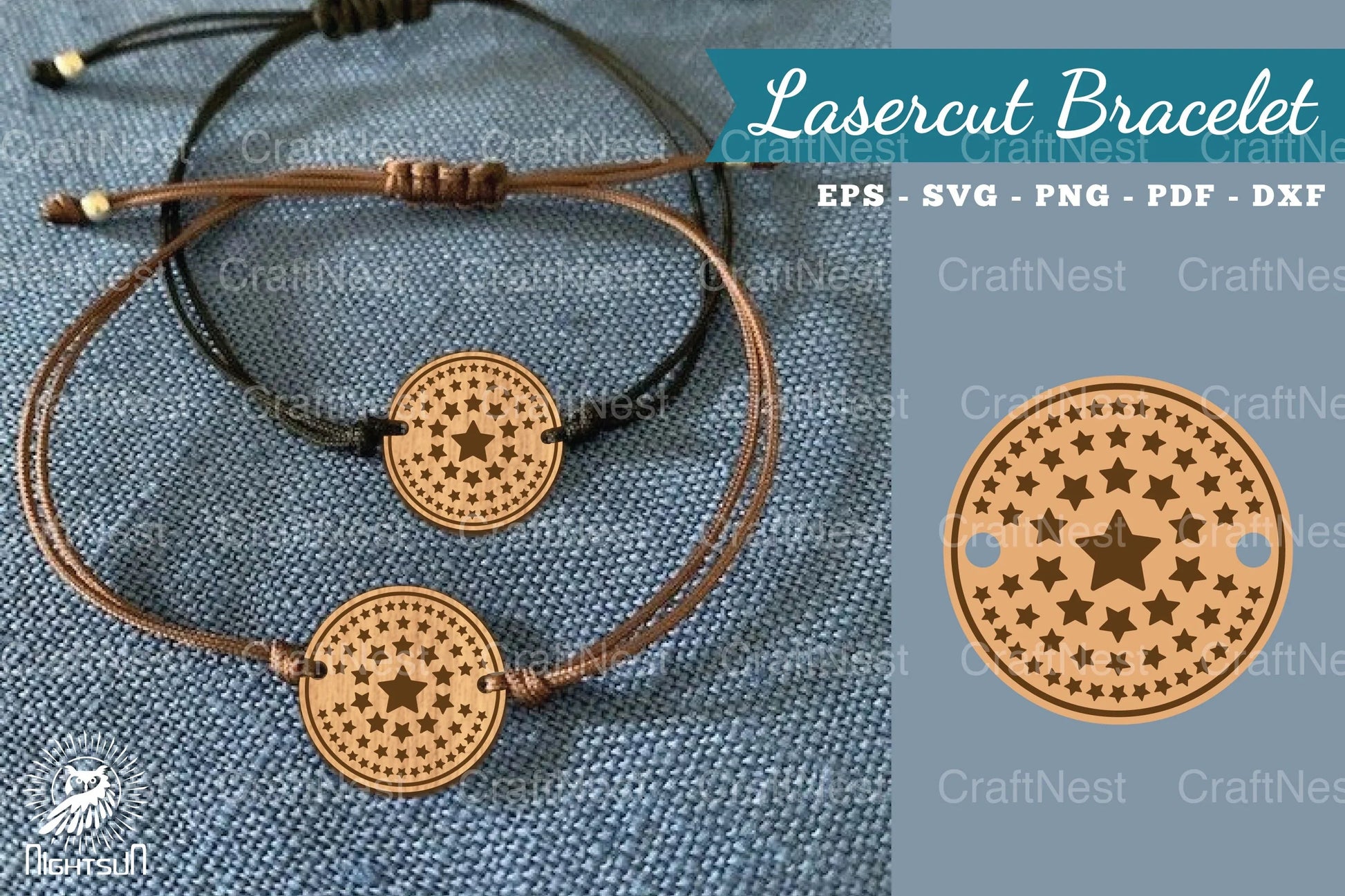 Sparkling Stars Lasercut Bracelet Design - CraftNest - Digital Crafting and Art