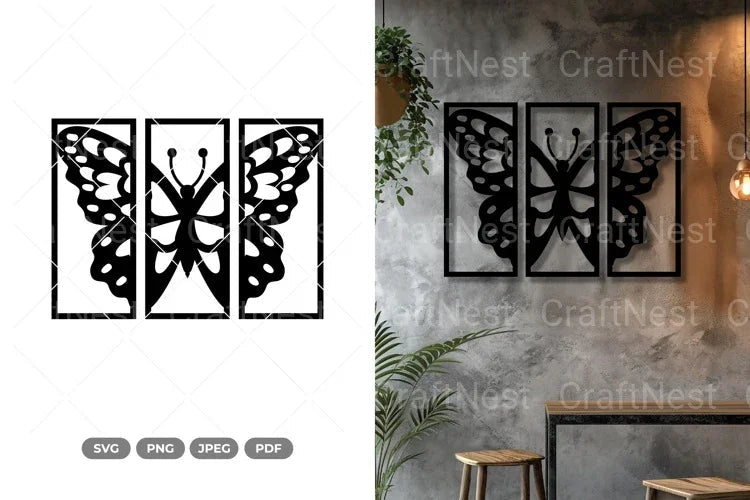 Split Butterfly Wall Decor SVG Bundle - Clipart Bundle - CraftNest - Digital Crafting and Art