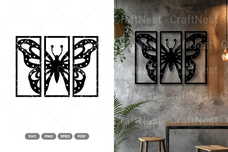 Split Butterfly Wall Decor SVG Bundle Clipart - CraftNest - Digital Crafting and Art