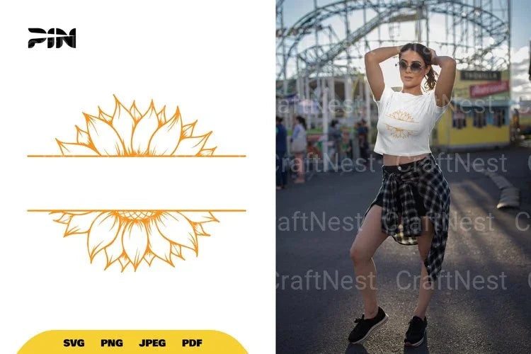 Split Sunflower Border SVG Bundle - CraftNest - Digital Crafting and Art