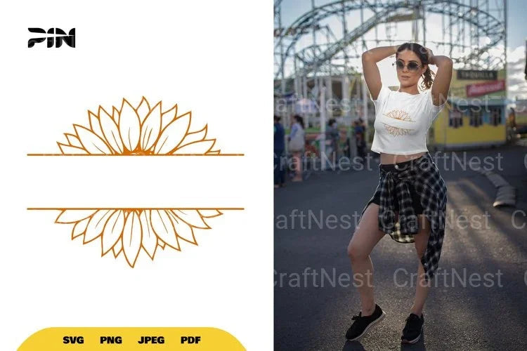 Split Sunflower Border SVG Bundle - CraftNest - Digital Crafting and Art