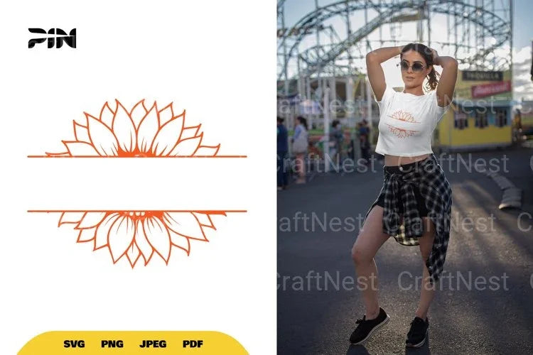 Split Sunflower Border SVG Bundle - CraftNest - Digital Crafting and Art